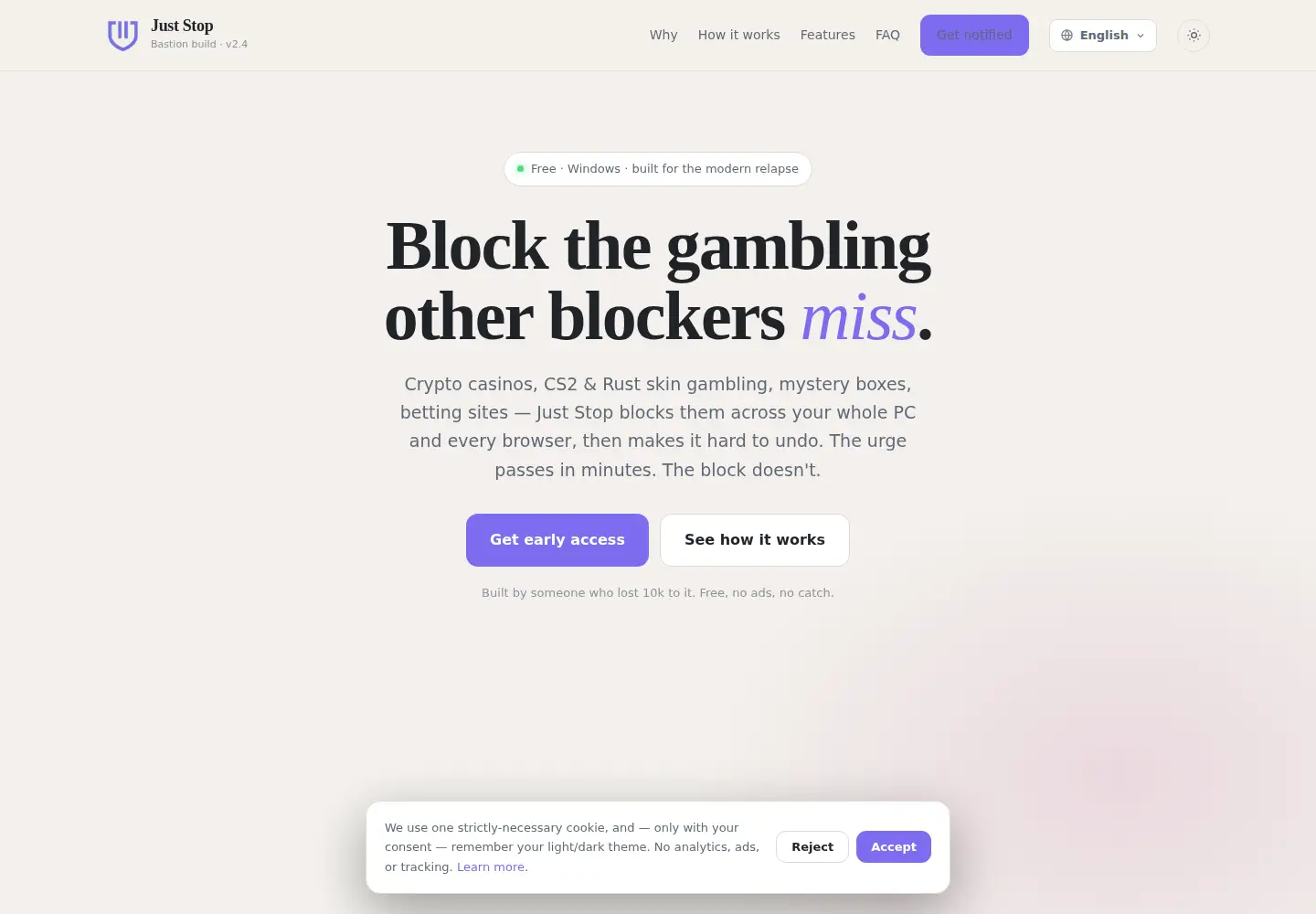 Screenshot of juststop.app