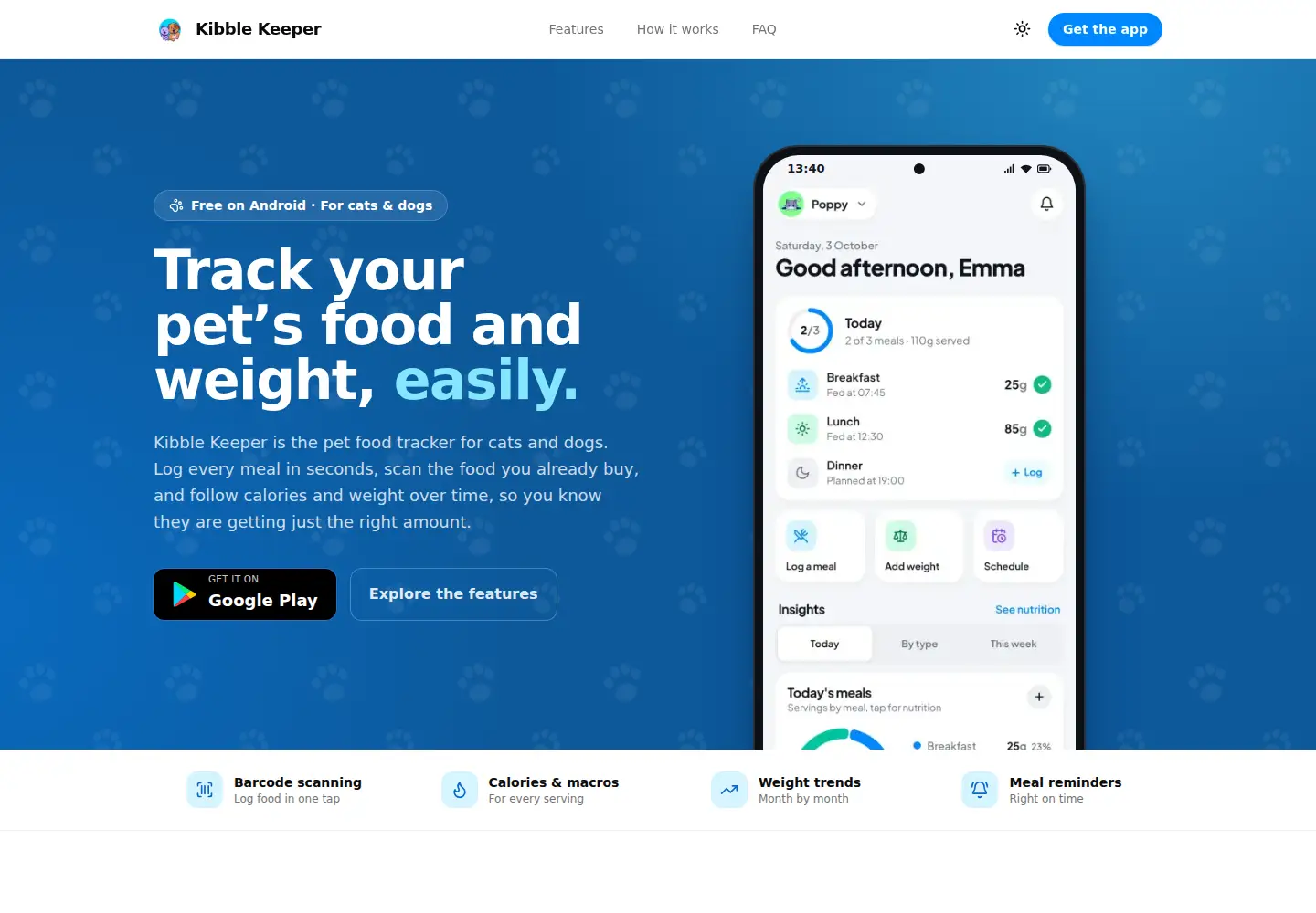 Captured homepage of kibblekeeper.app in the current scan