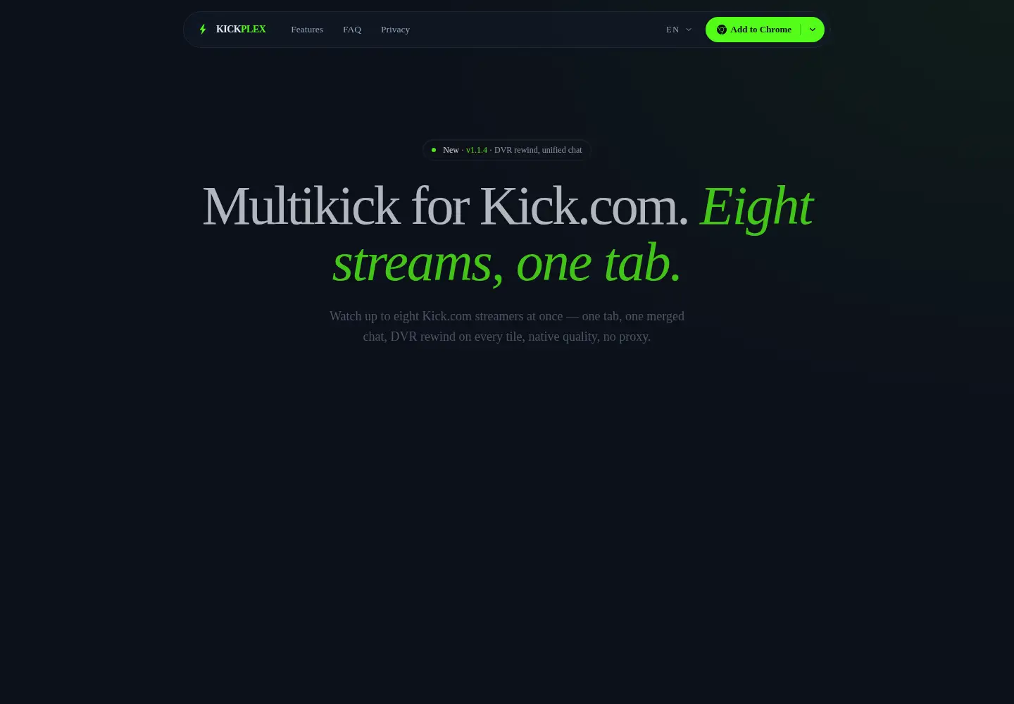 Screenshot of kickplex.app