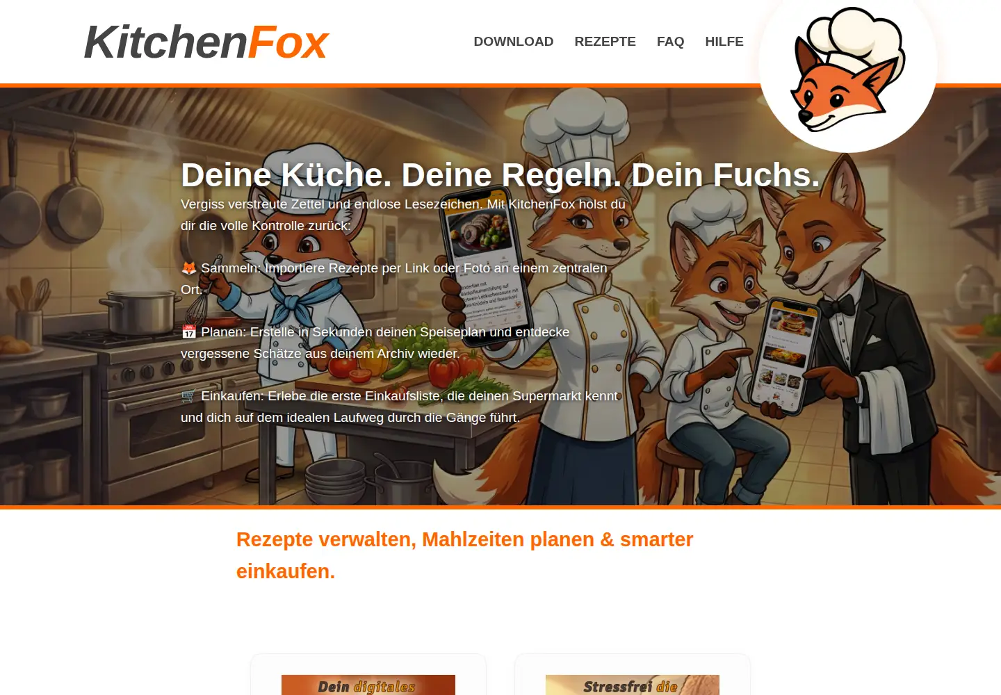 Captured homepage of kitchenfox.app in the current scan