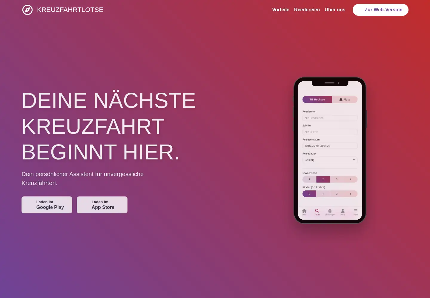 Captured homepage of kreuzfahrtlotse.app in the current scan
