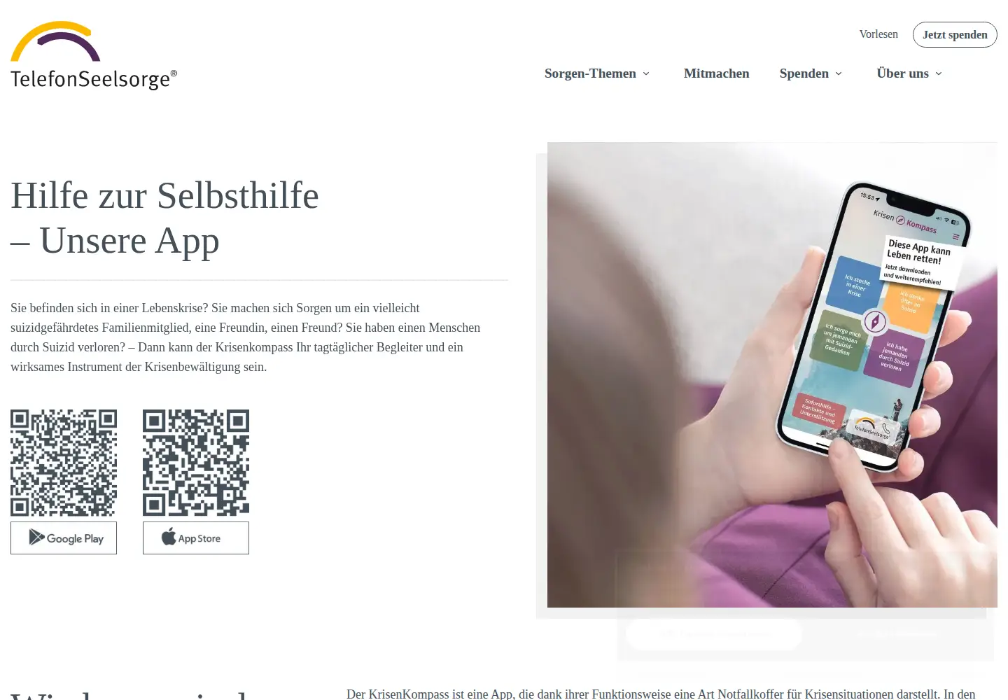 Captured homepage of krisenkompass.app in the current scan