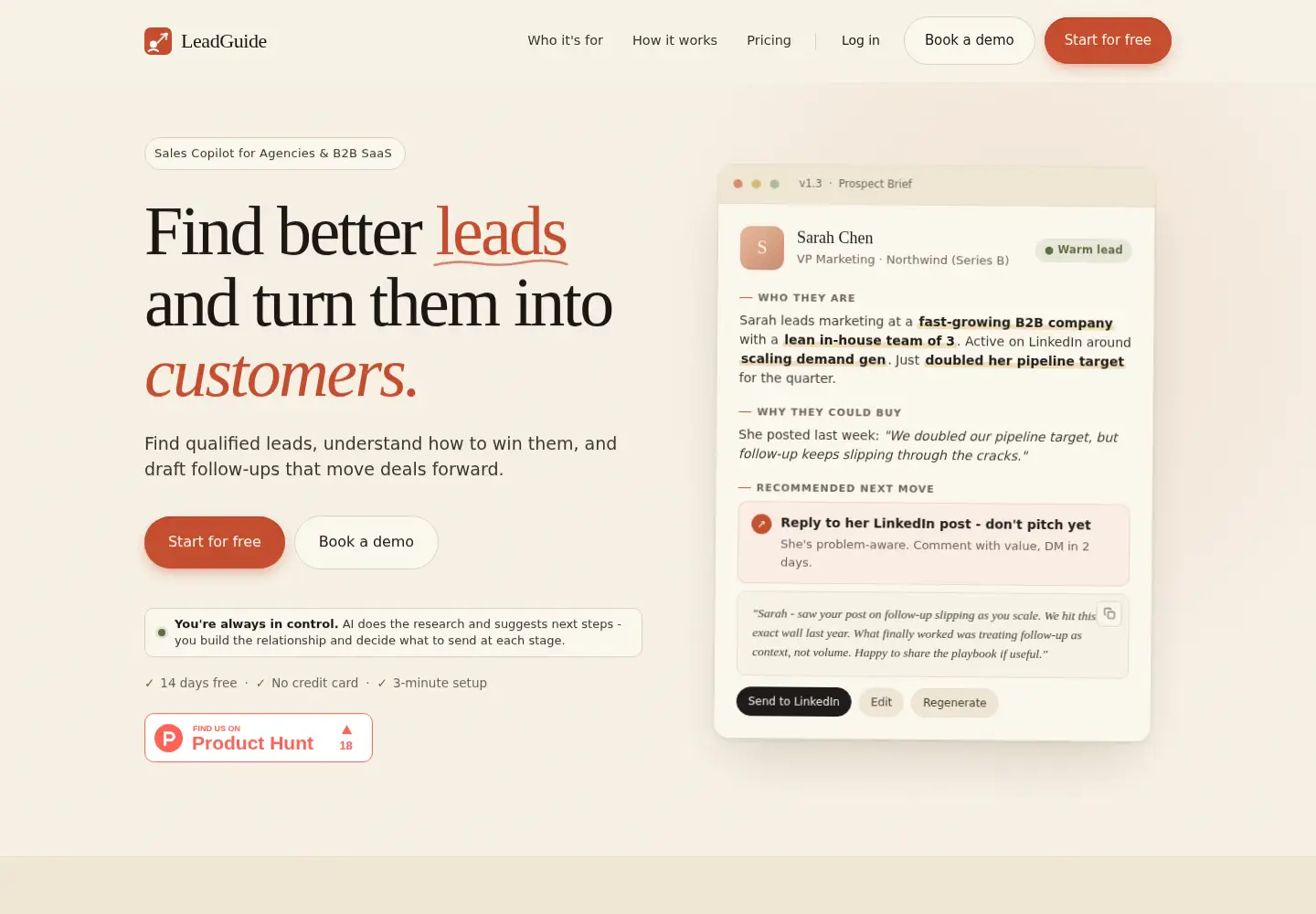 Screenshot of leadguide.app