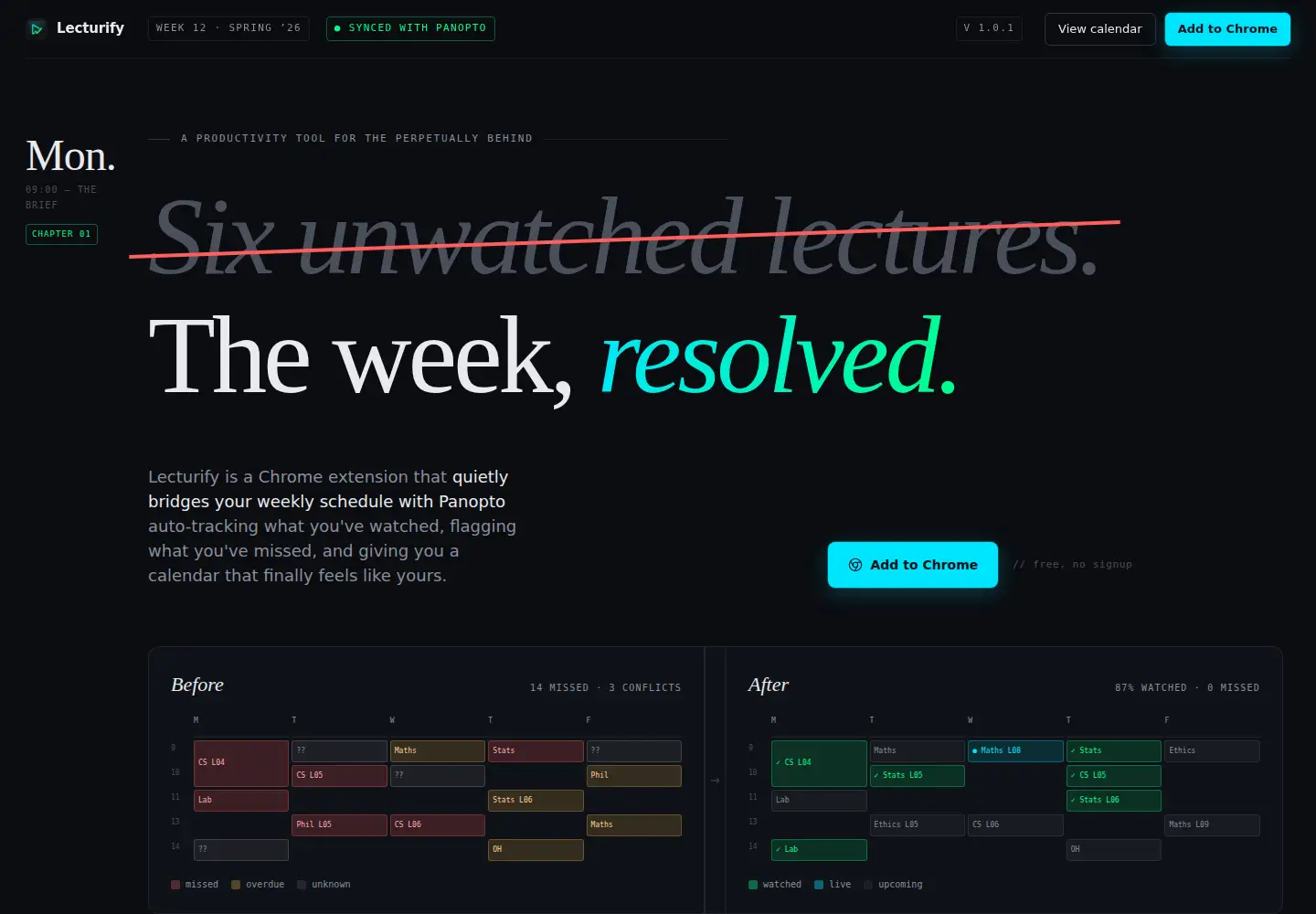 Captured homepage of lecturify.app in the current scan