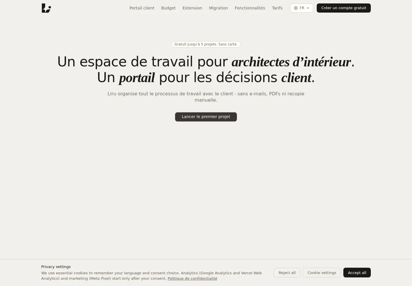Captured homepage of liru.app in the current scan