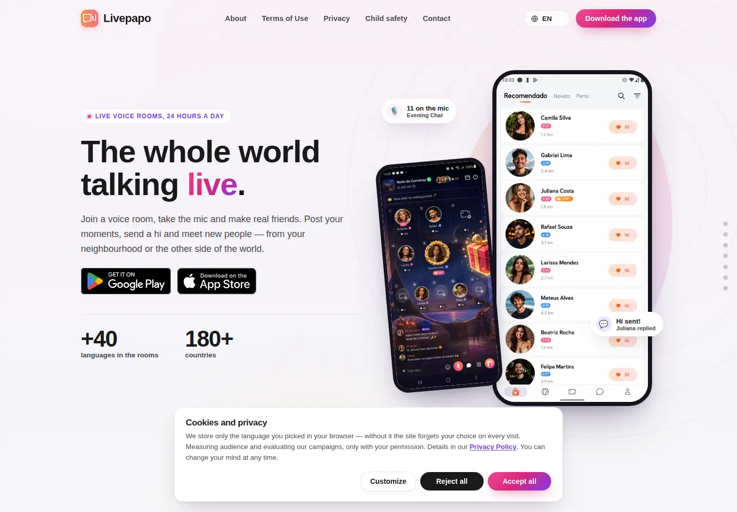 Captured homepage of livepapo.app in the current scan