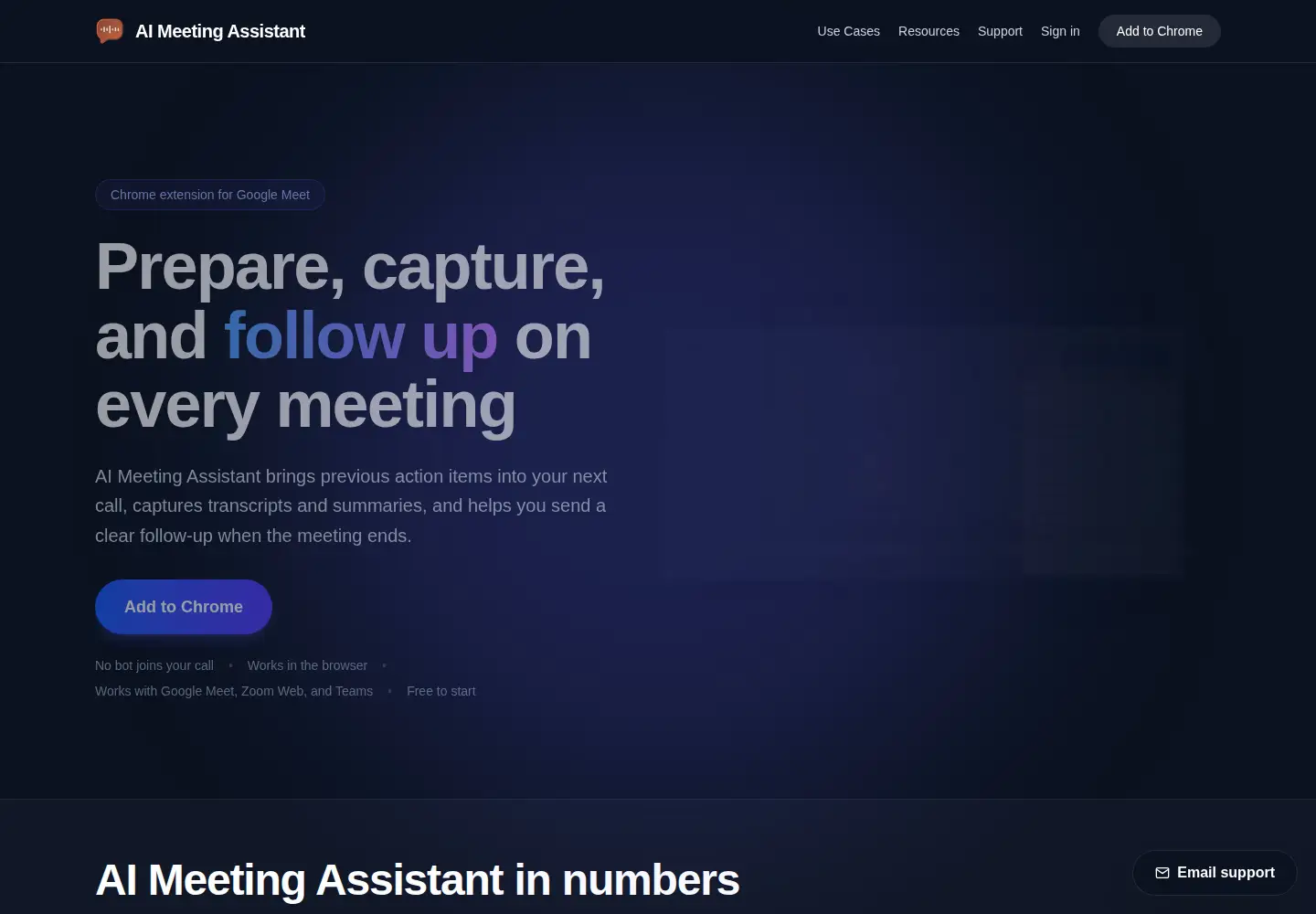 Screenshot of meetingsassistant.app