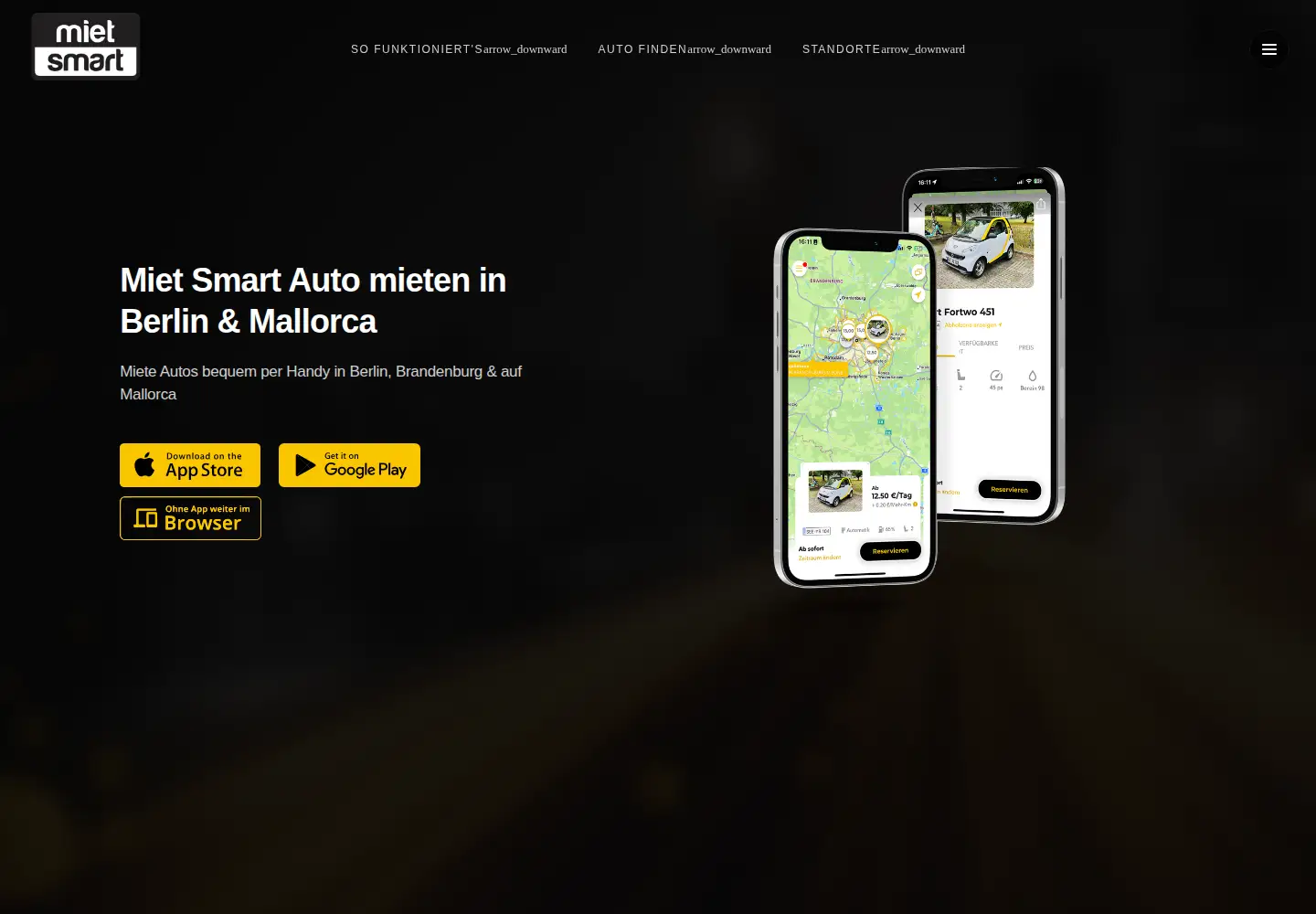 Captured homepage of mietsmart.app in the current scan