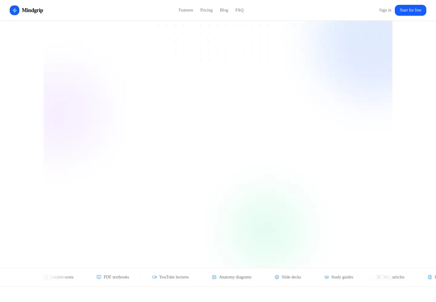 Captured homepage of mindgrip.app in the current scan