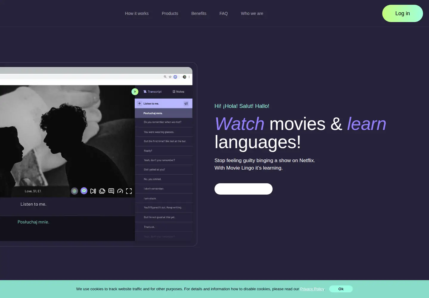 Screenshot of movielingo.app