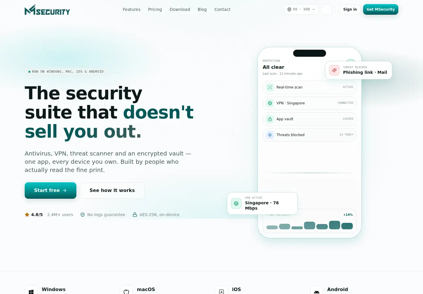 Screenshot of msecurity.app