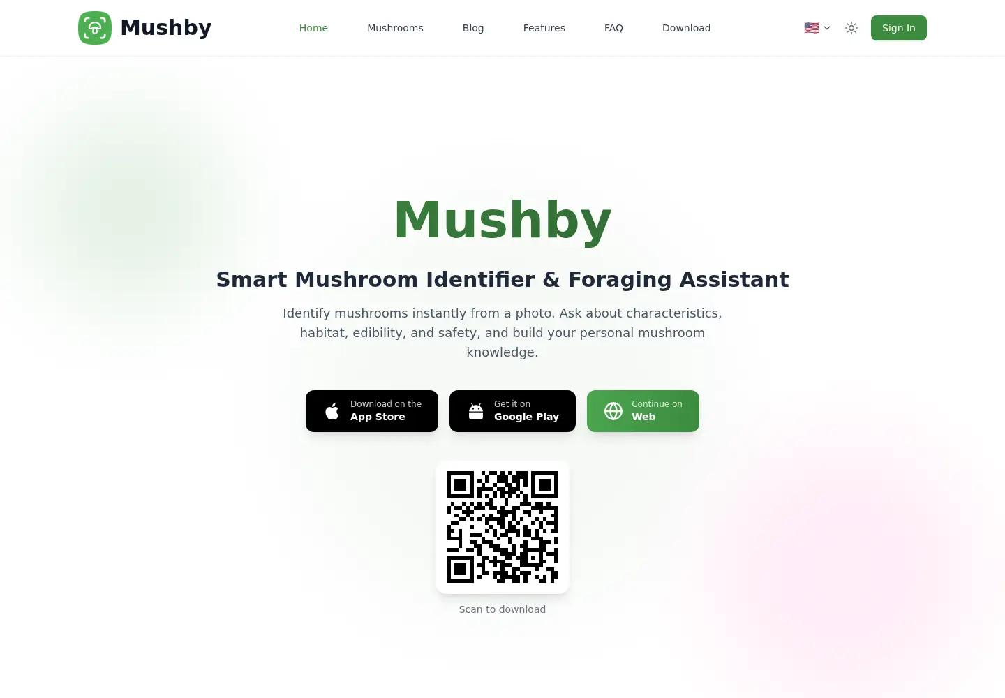 Screenshot of mushby.app