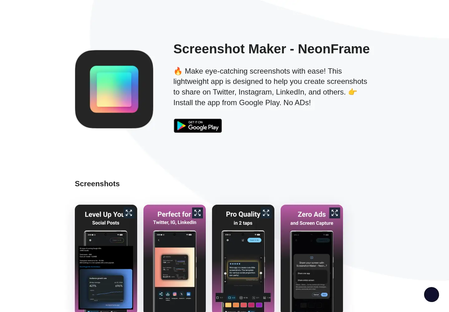 Screenshot of neonframe.app