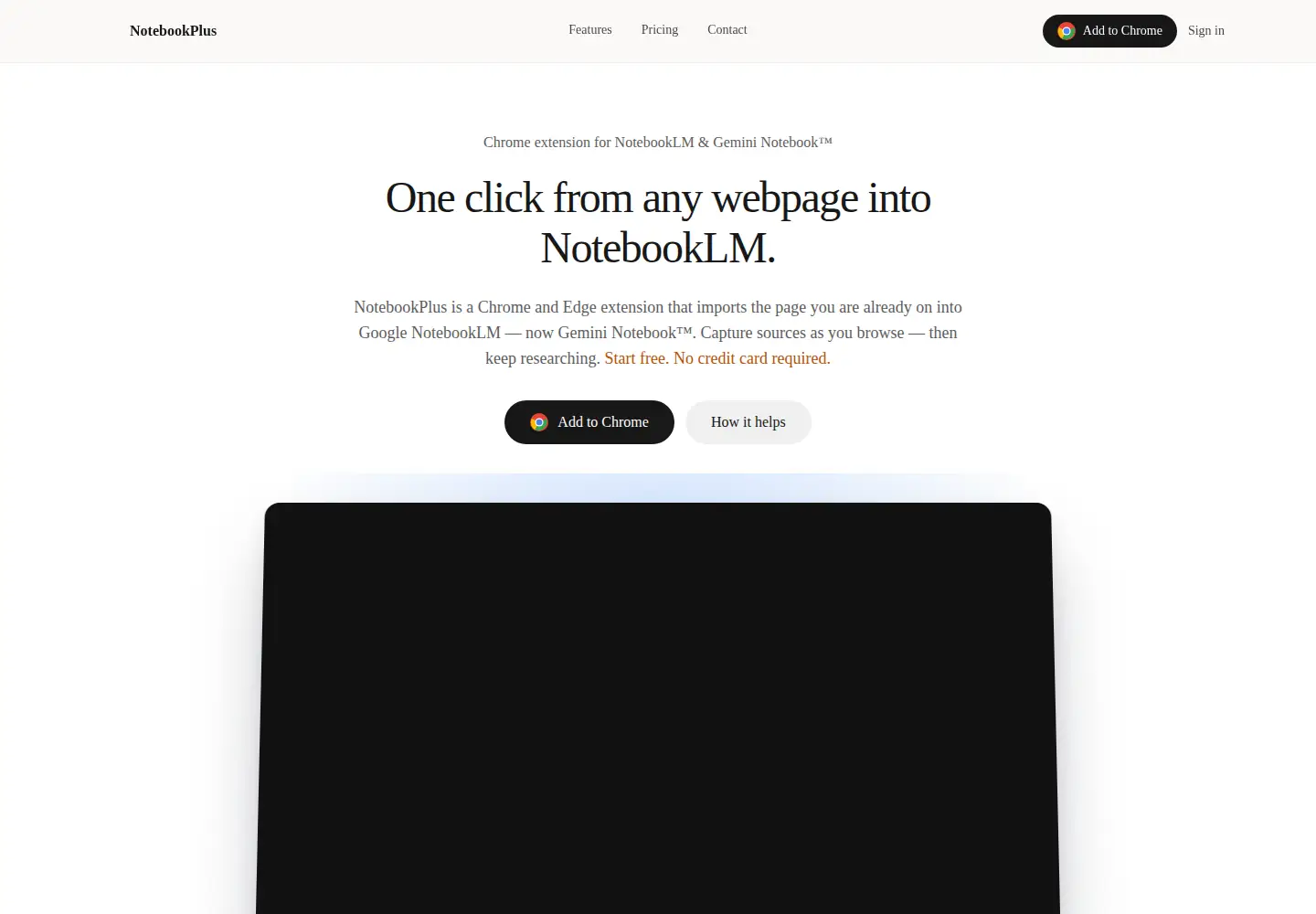 Captured homepage of notebookplus.app in the current scan