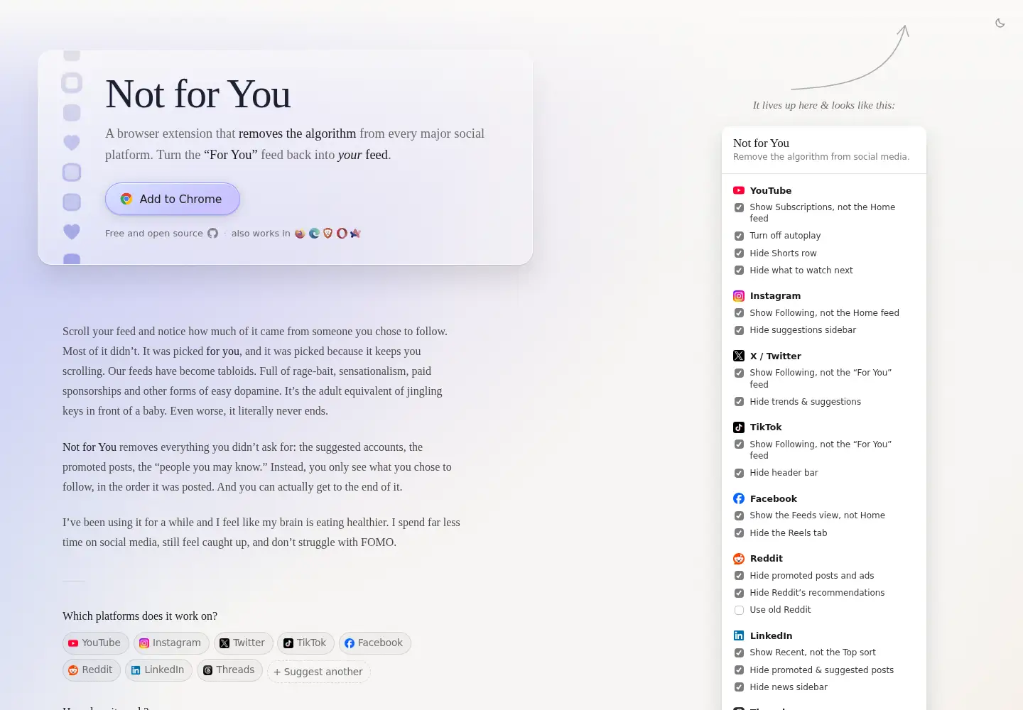 Captured homepage of notforyou.app in the current scan