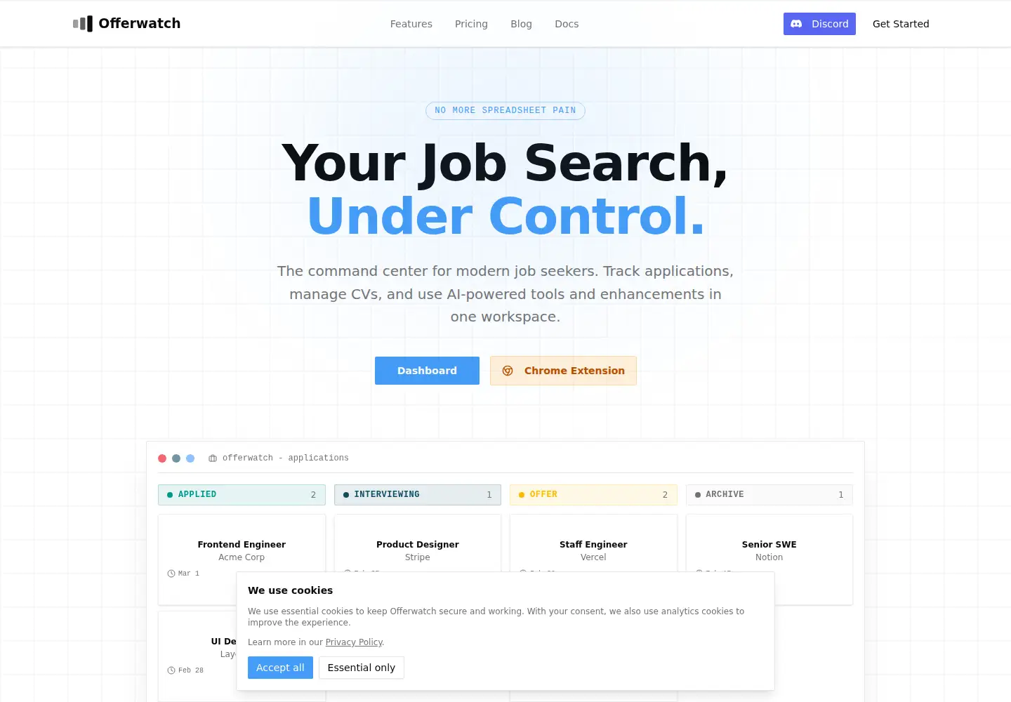 Captured homepage of offerwatch.app in the current scan
