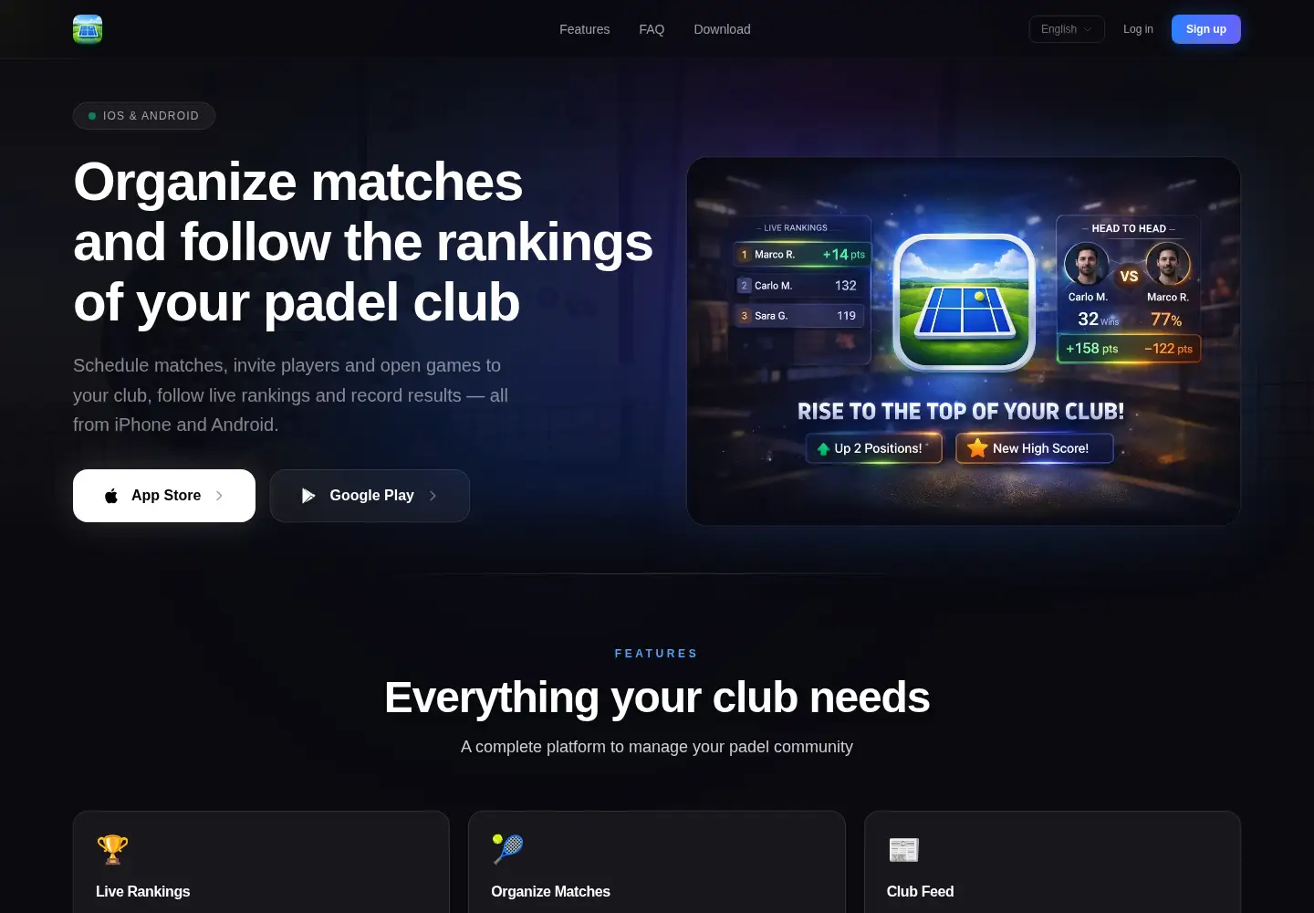 Screenshot of padeleague.app