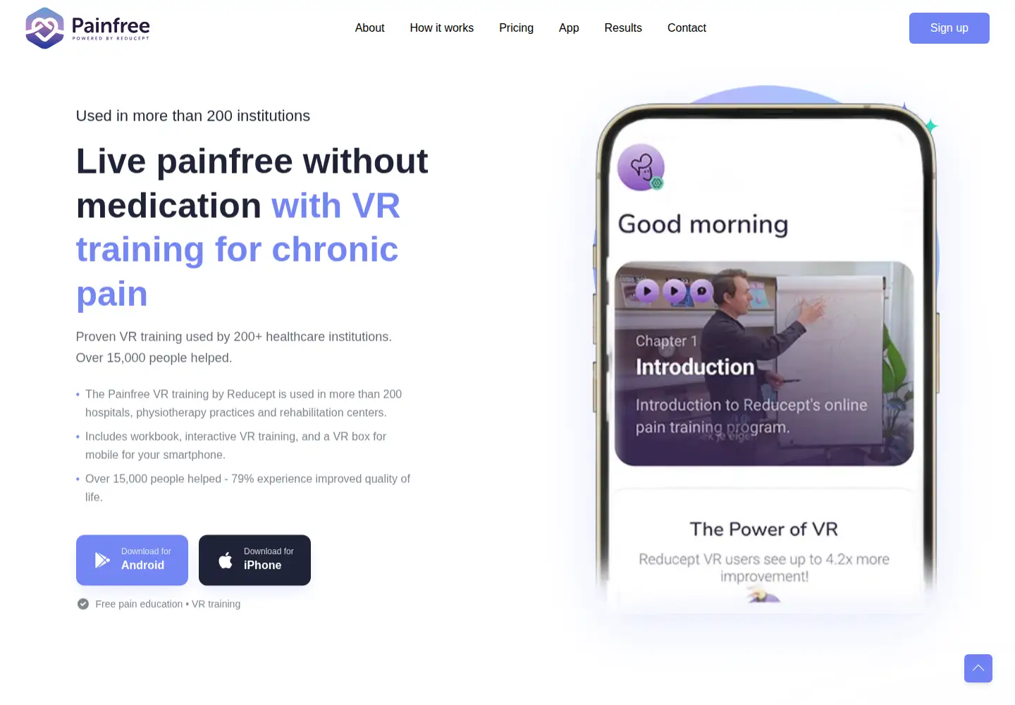 Screenshot of painfree.app