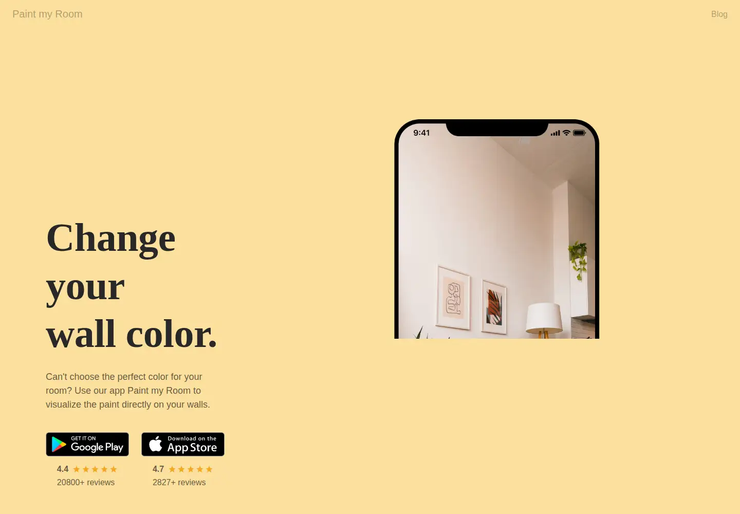 Captured homepage of paintmyroom.app in the current scan