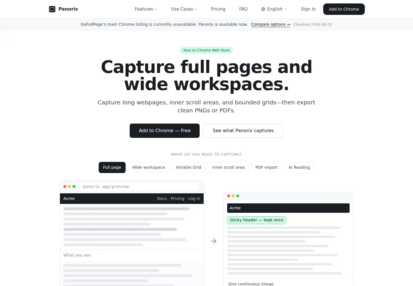 Screenshot of panorix.app