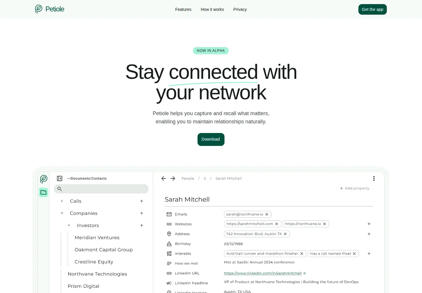 Screenshot of petiole.app