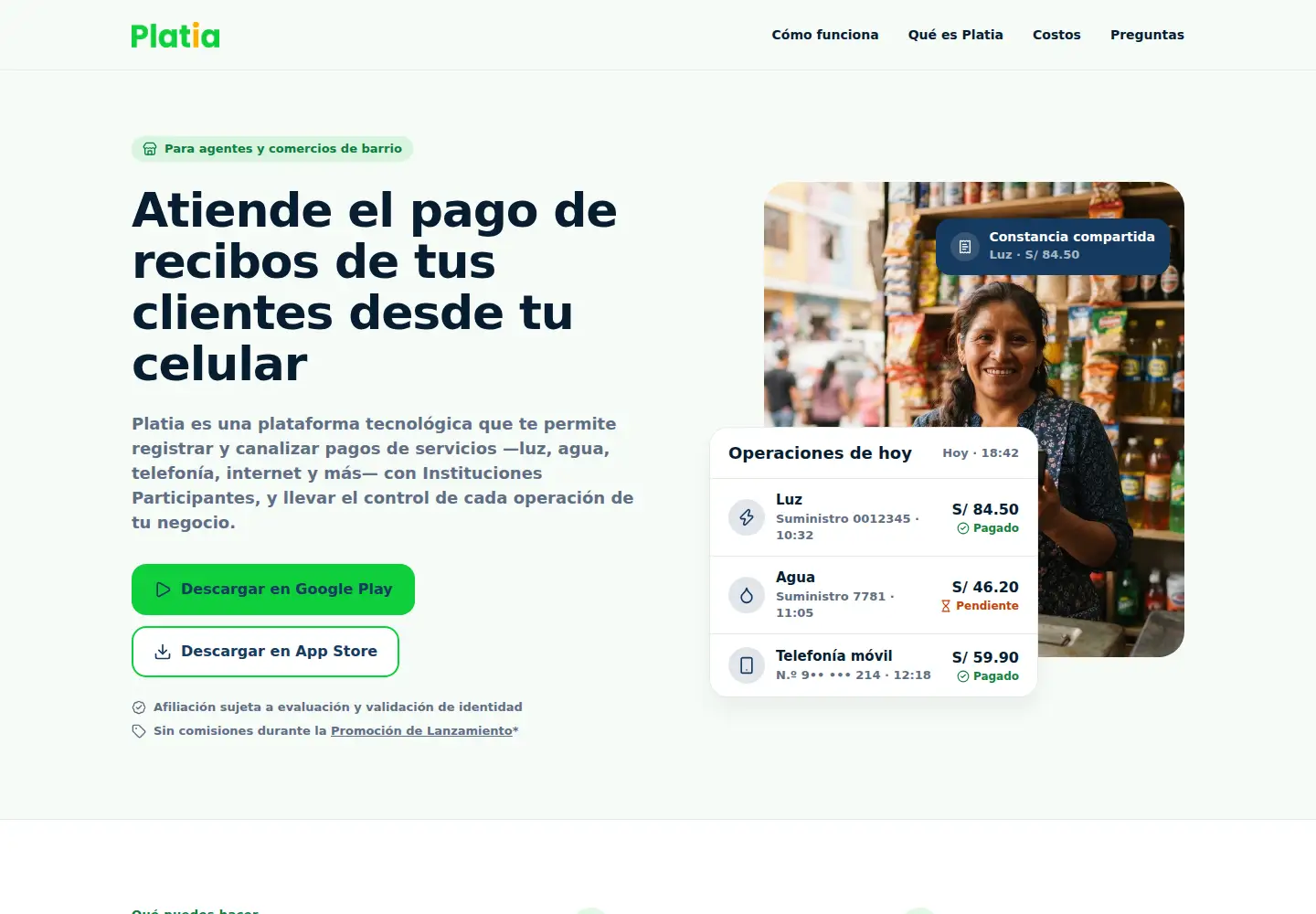 Screenshot of platia.app