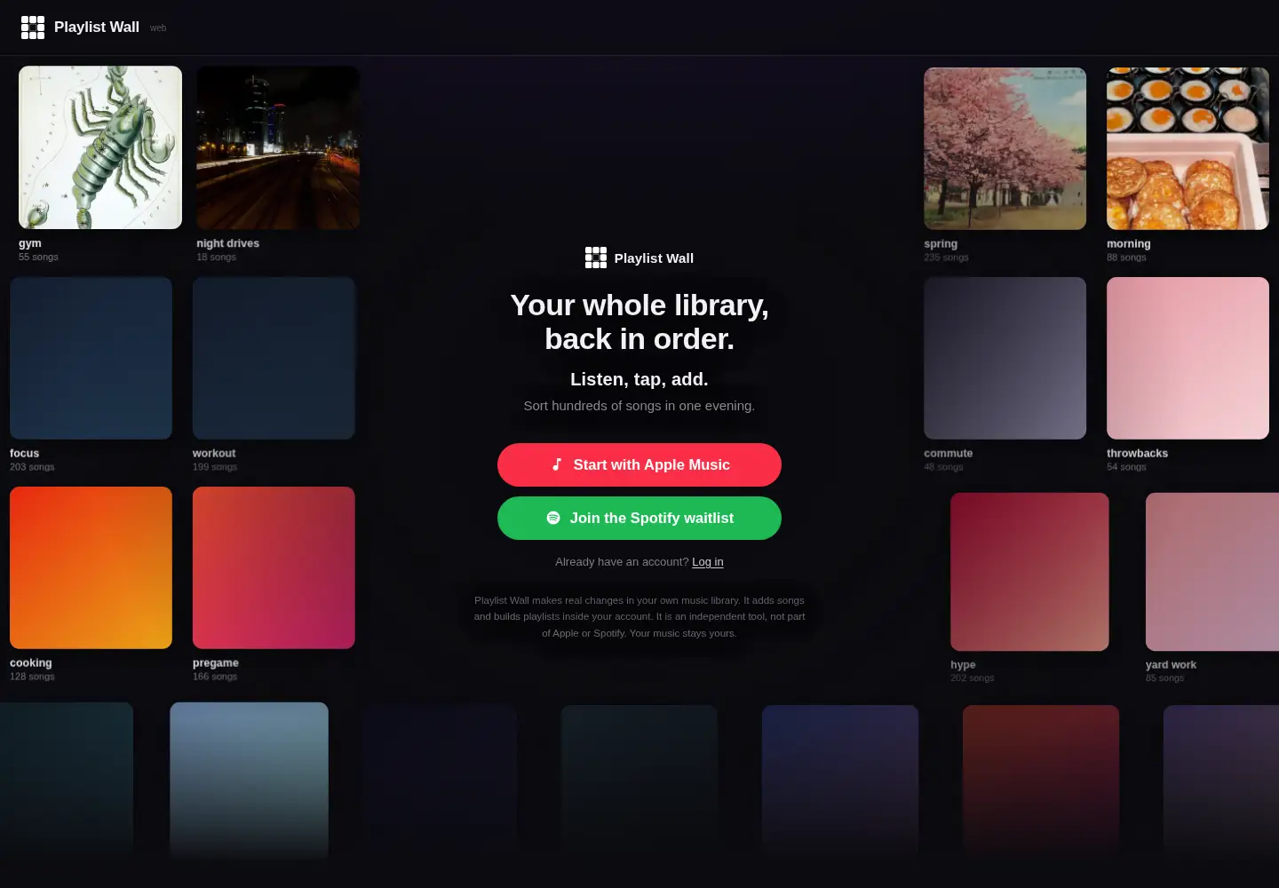 Screenshot of playlistwall.app