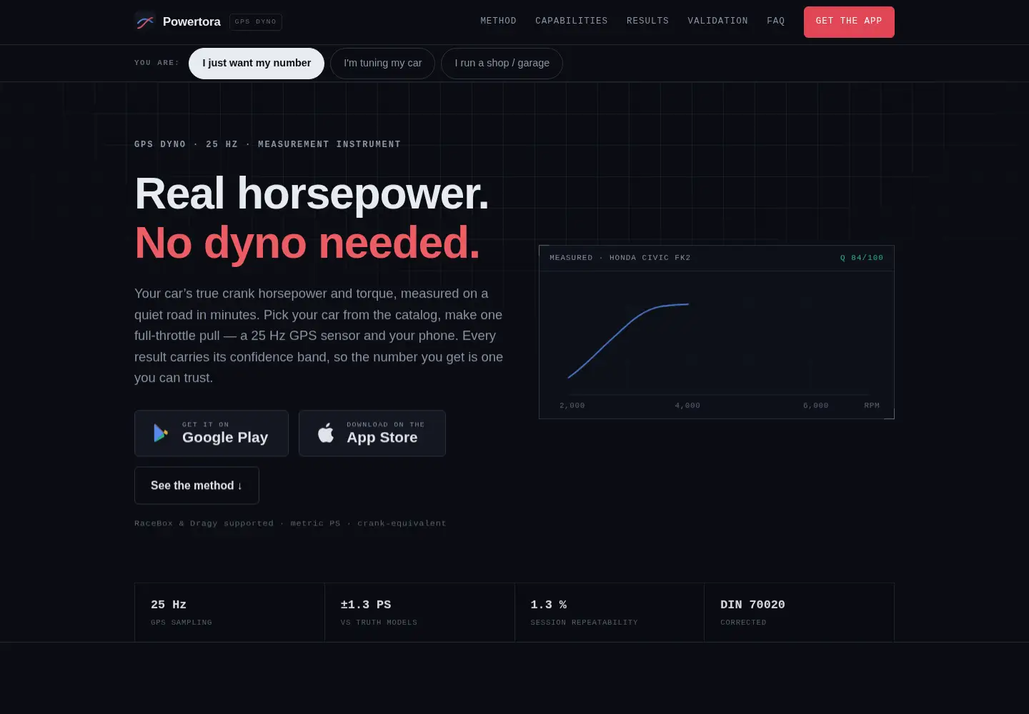 Screenshot of powertora.app