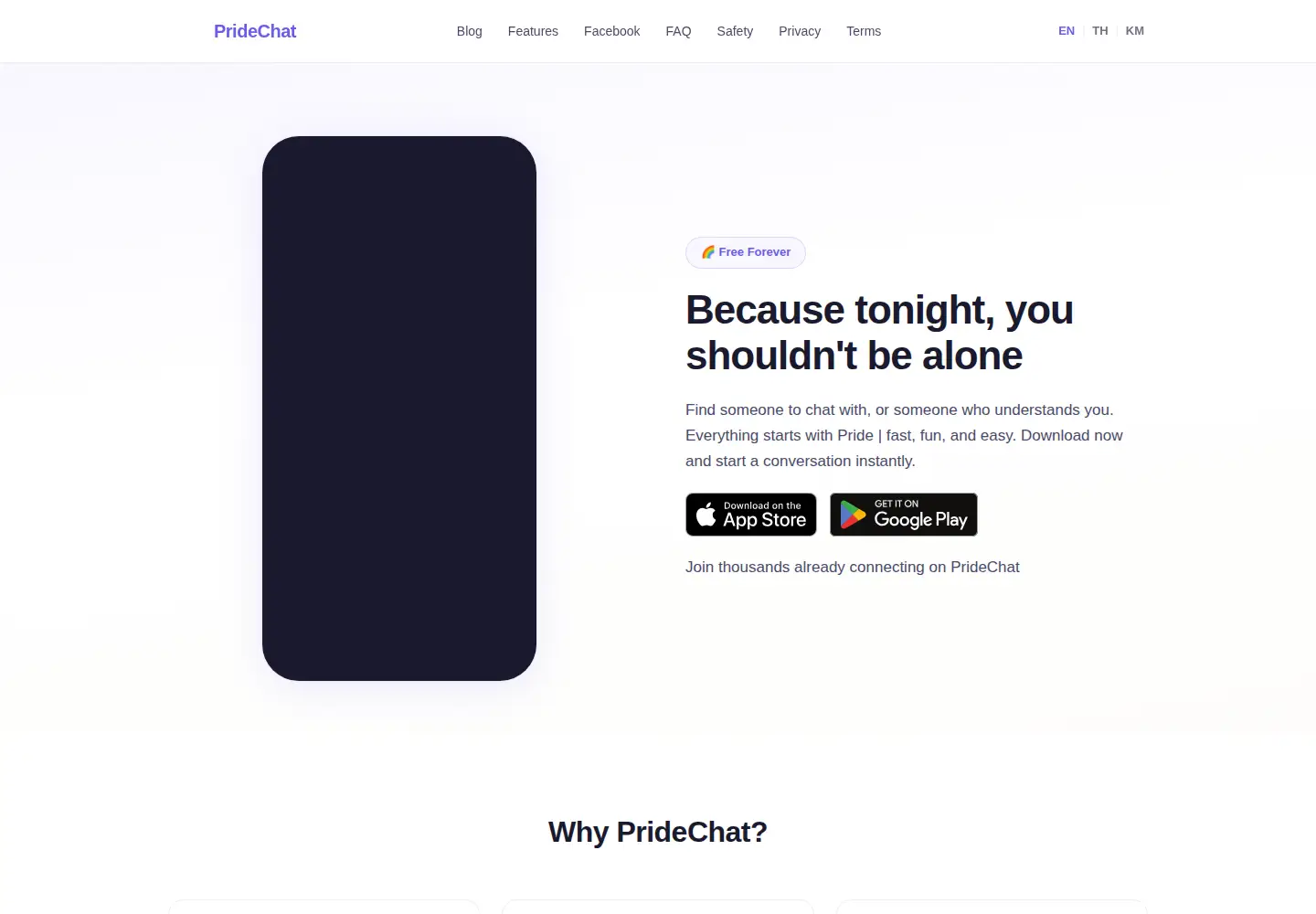 Captured homepage of pridechat.app in the current scan