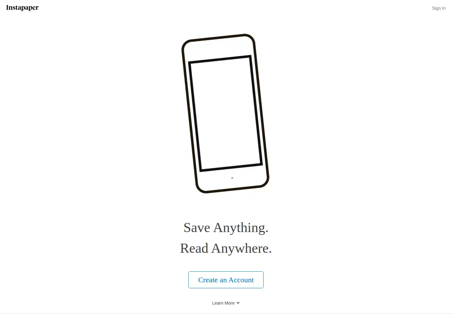 Screenshot of instapaper.com