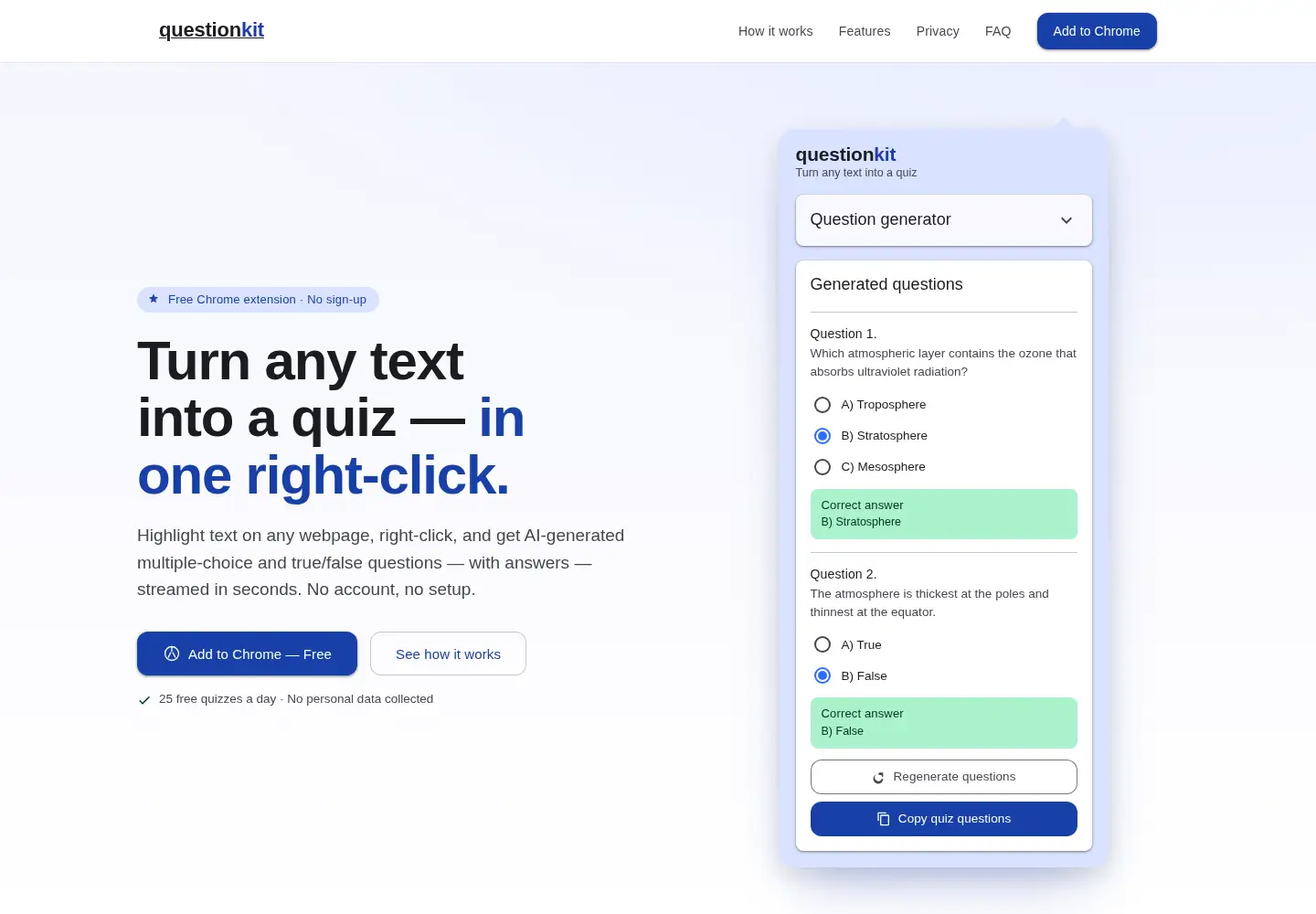 Screenshot of questionkit.app