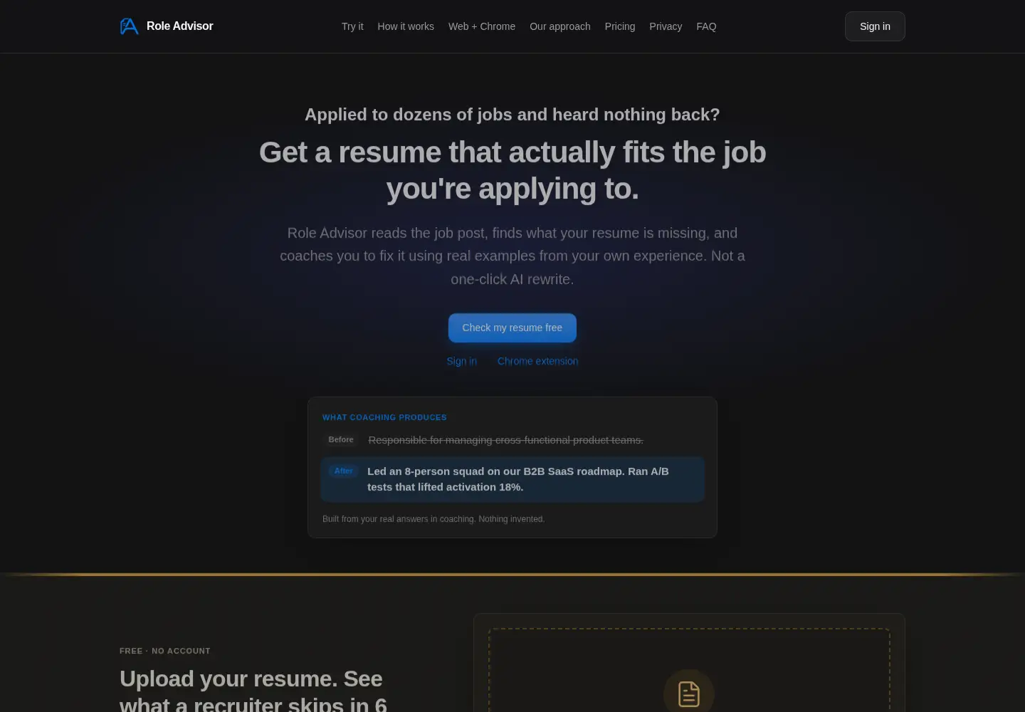 Screenshot of roleadvisor.app