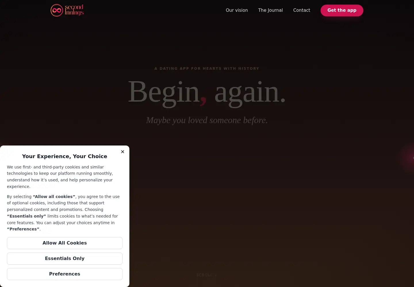 Screenshot of secondinnings.app