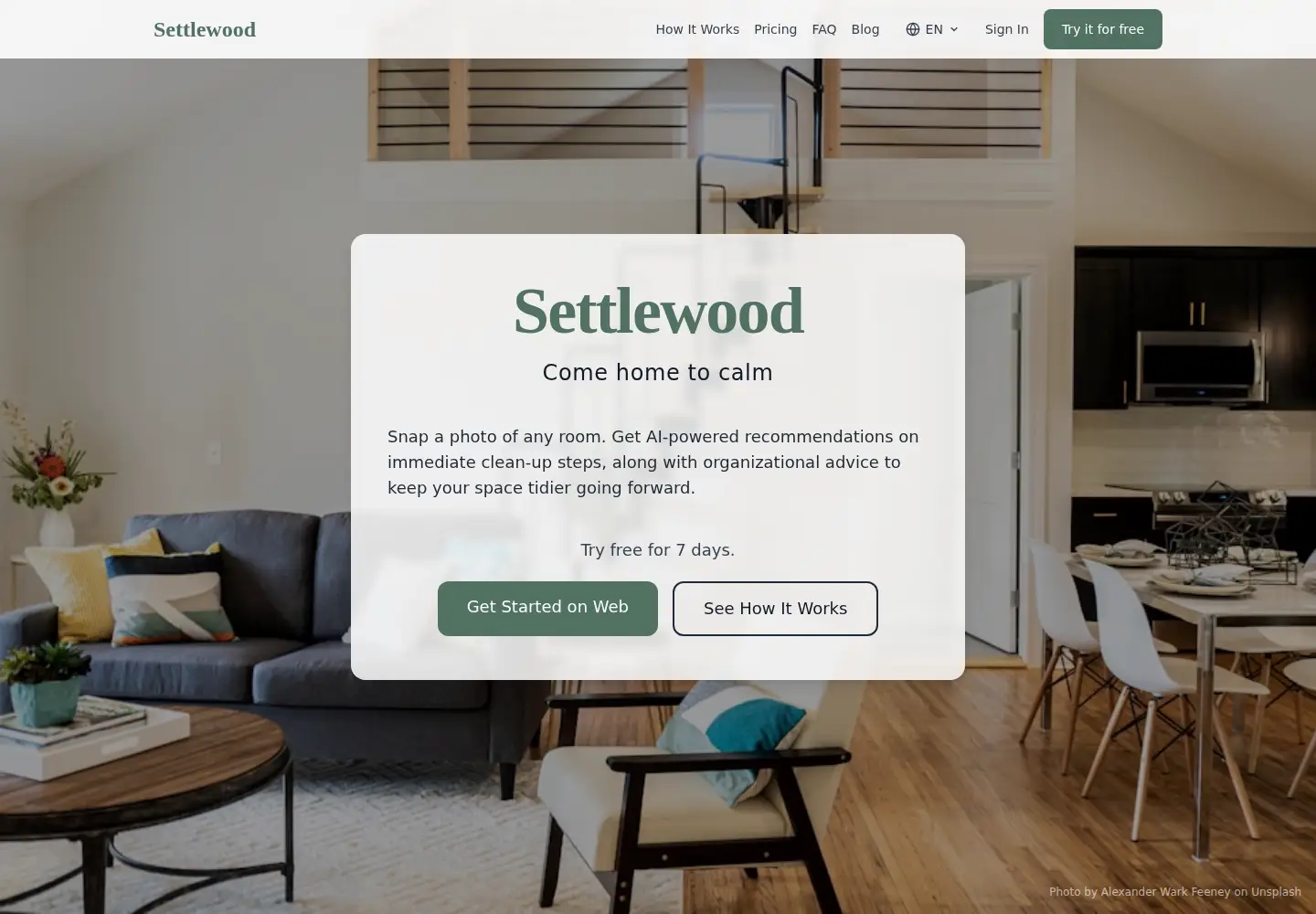 Captured homepage of settlewood.app in the current scan