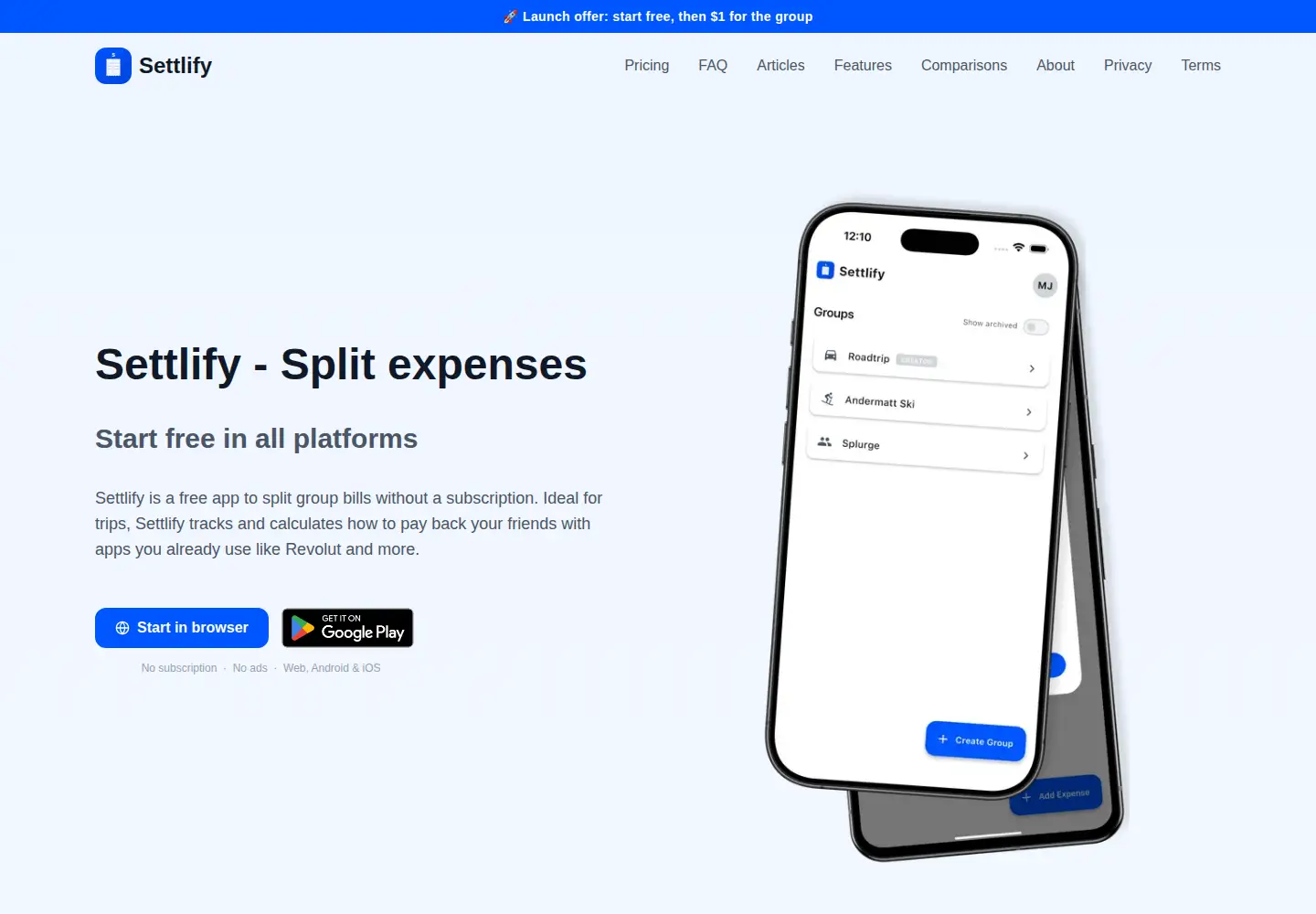 Screenshot of settlify.app