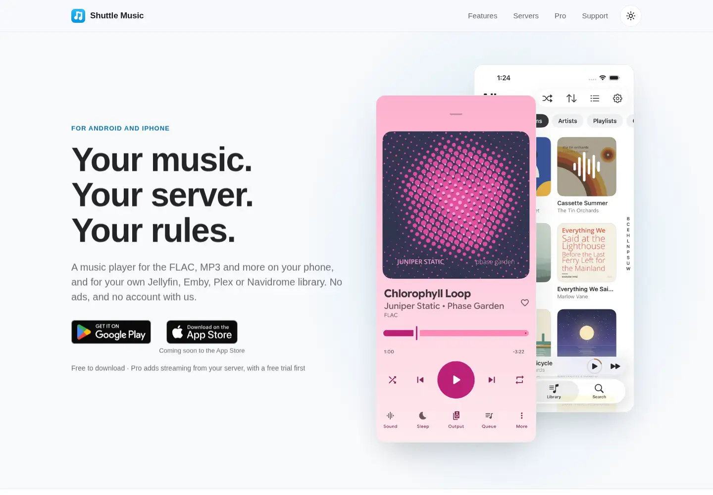 Screenshot of shuttlemusicplayer.app