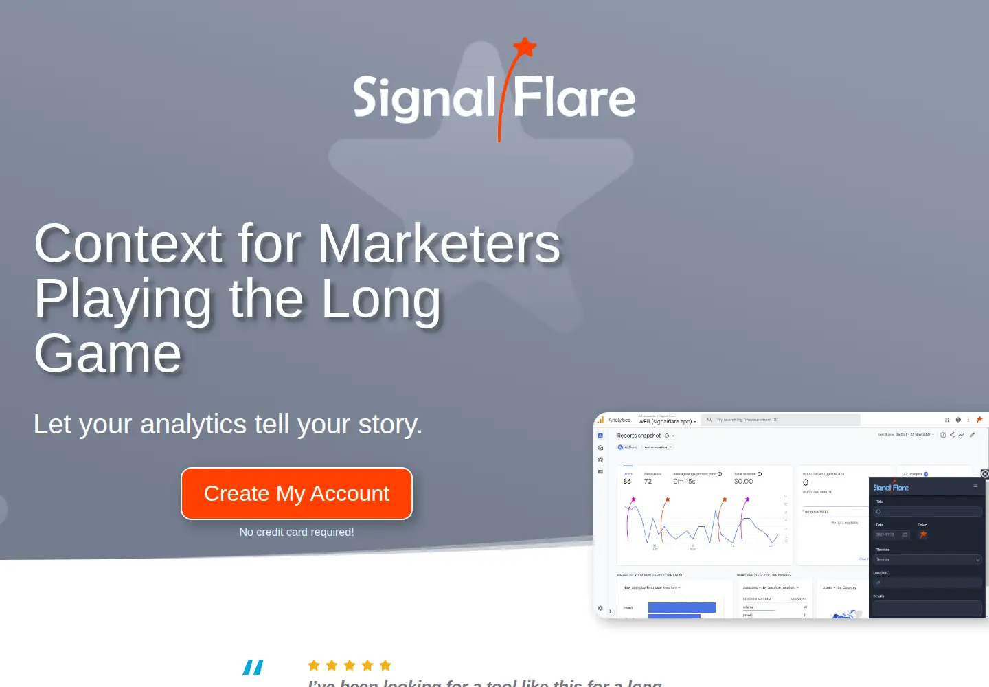 Captured homepage of signalflare.app in the current scan