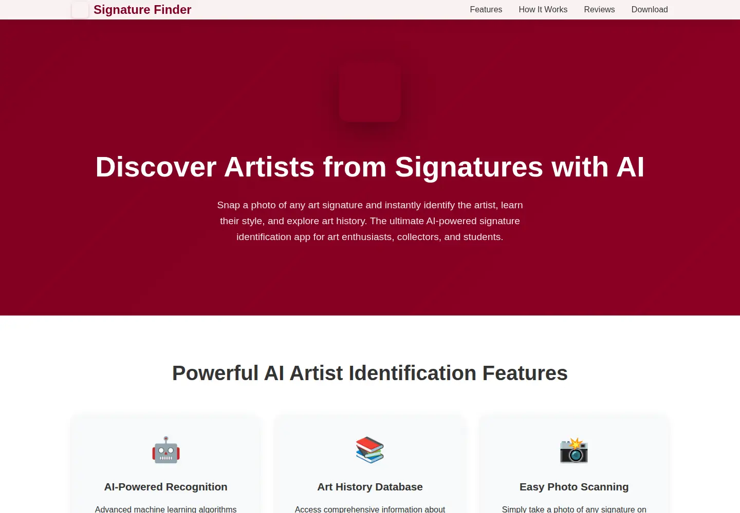 Screenshot of signaturefinder.app