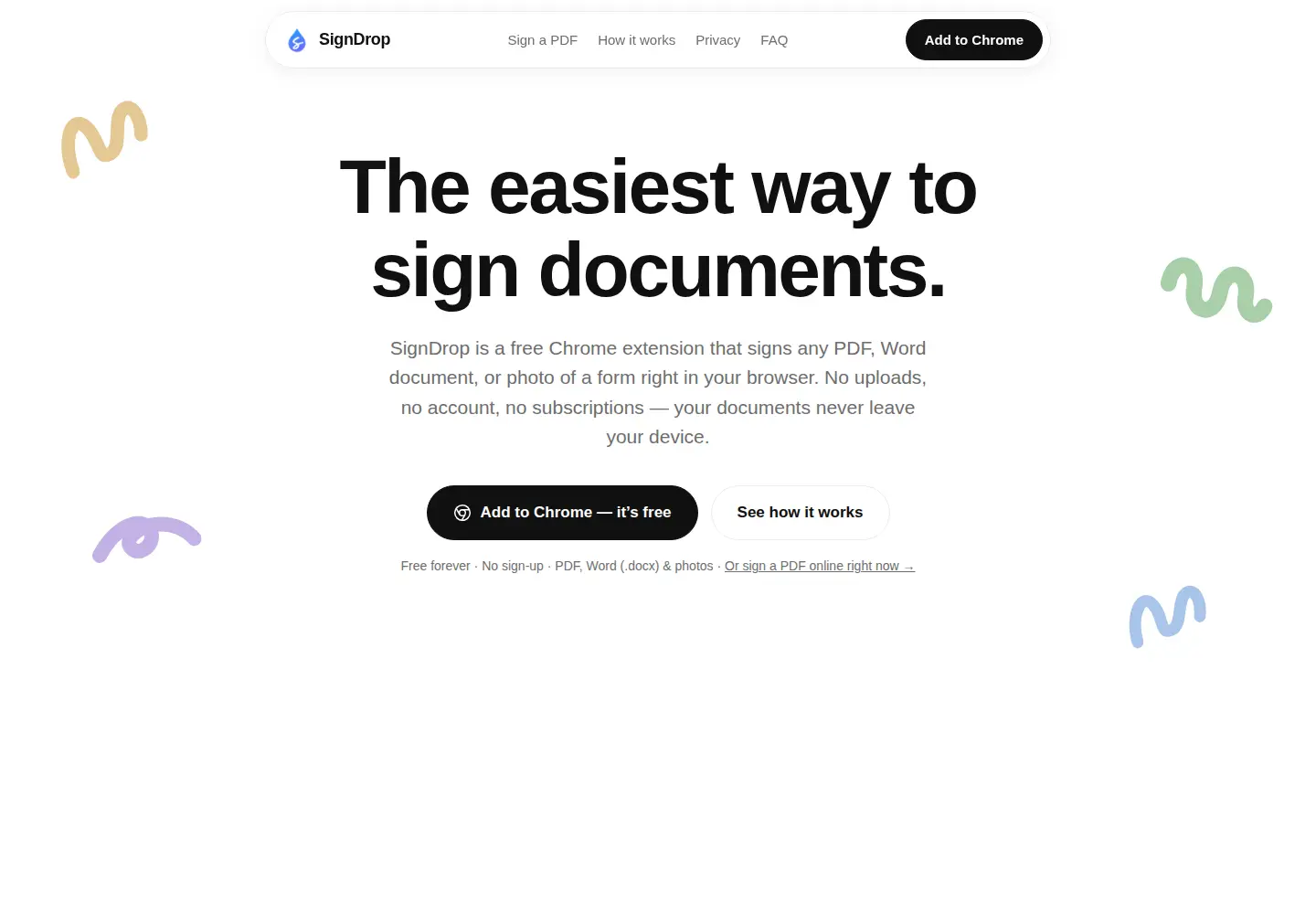 Screenshot of signdrop.app