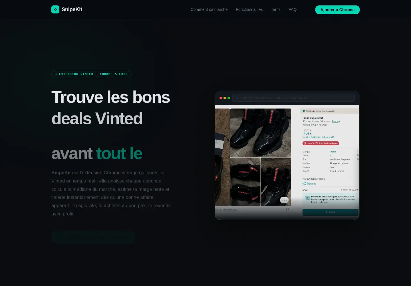 Captured homepage of snipekit.app in the current scan