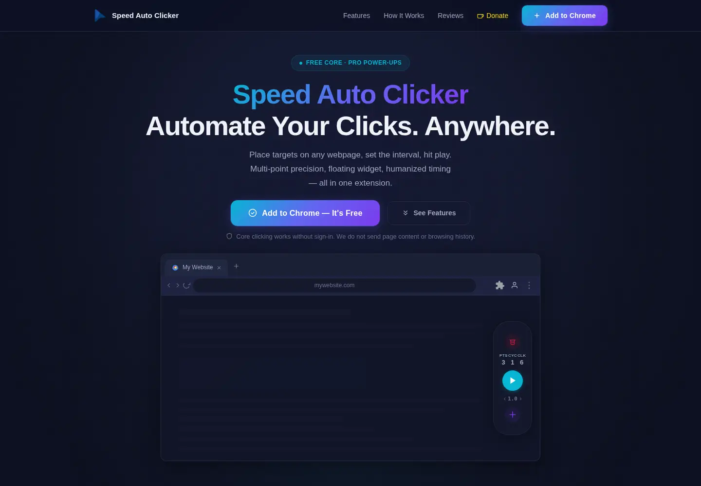 Captured homepage of speedclicker.app in the current scan