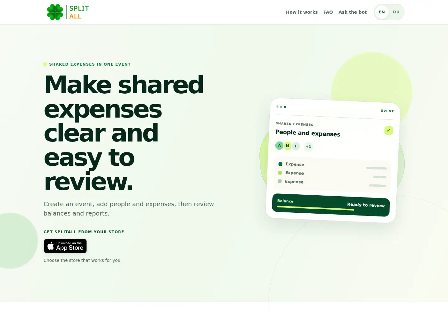 Captured homepage of splitall.app in the current scan