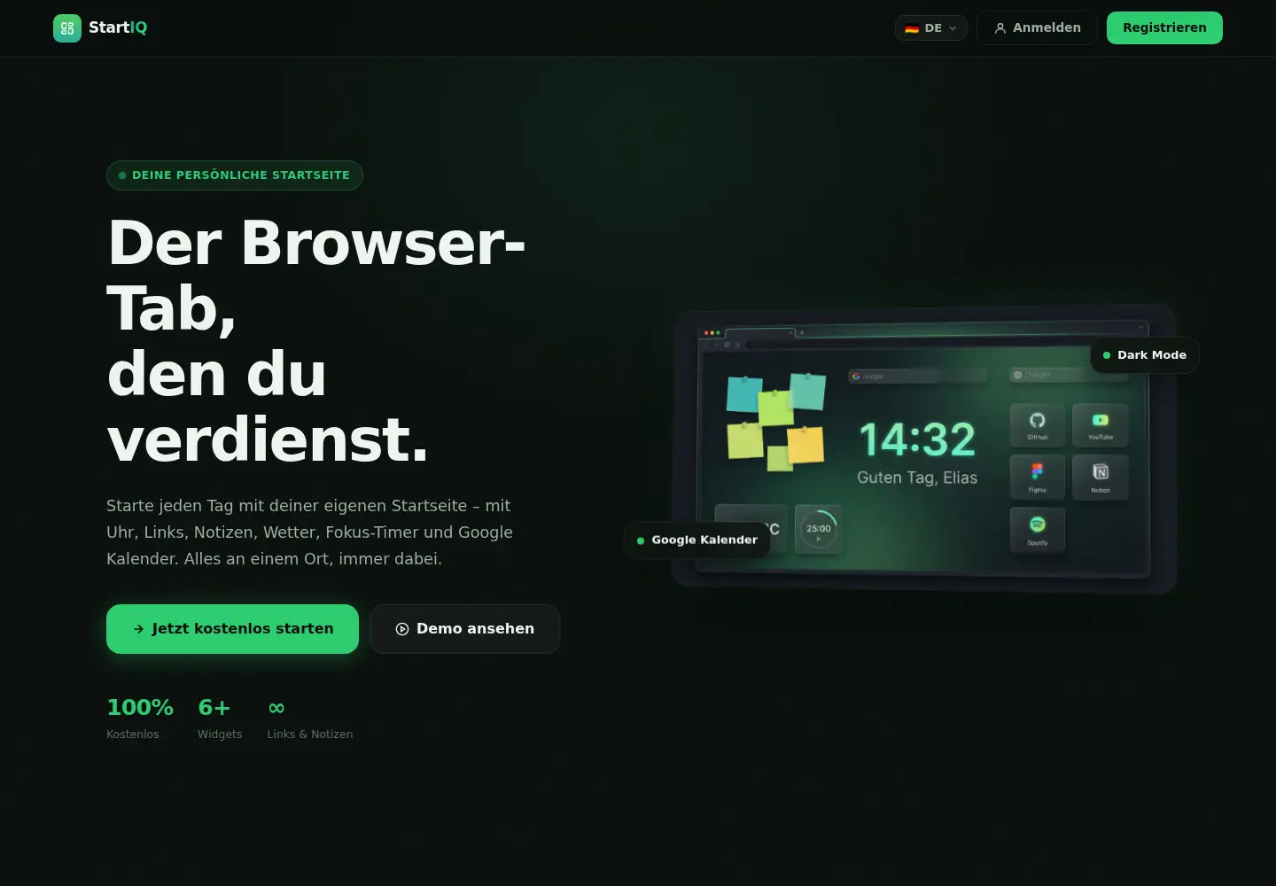 Captured homepage of startiq.app in the current scan