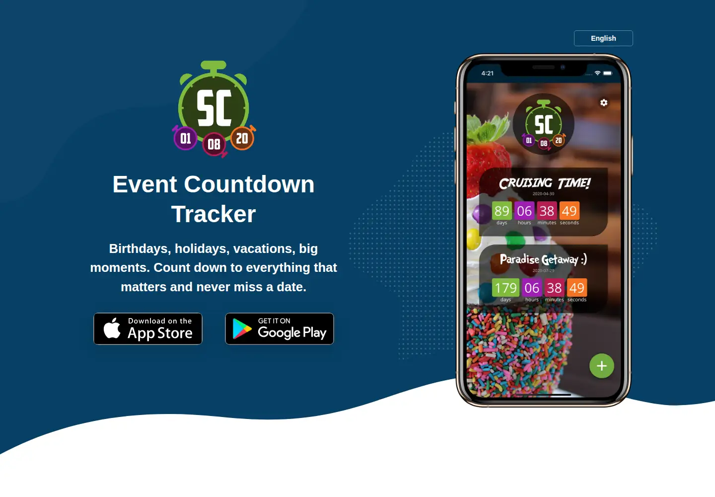 Screenshot of supercountdown.app