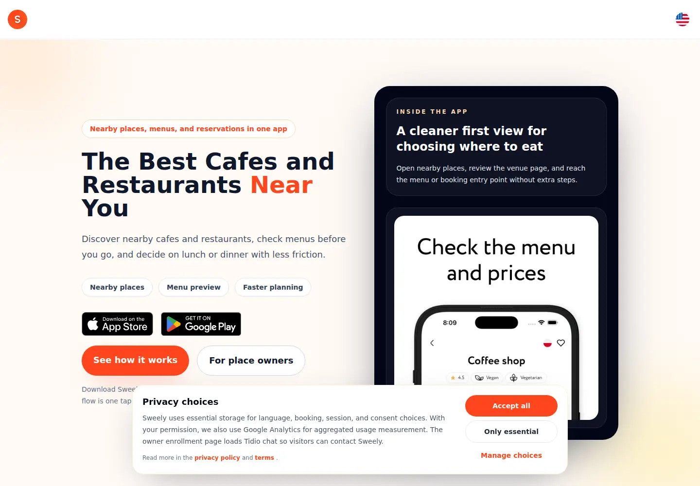 Captured homepage of sweely.app in the current scan