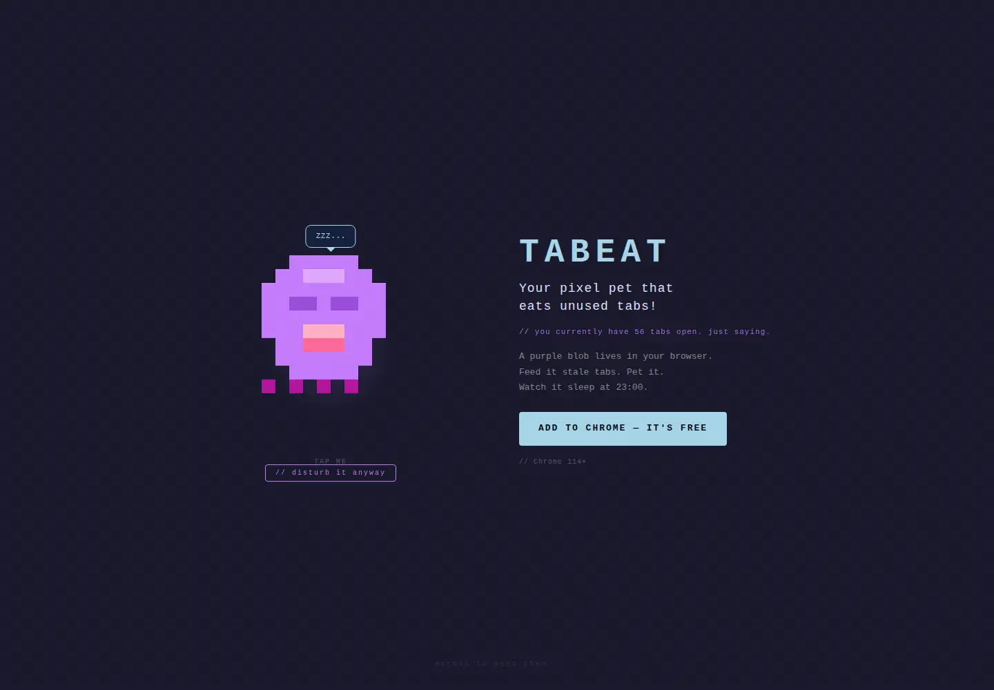 Captured homepage of tabeat.app in the current scan