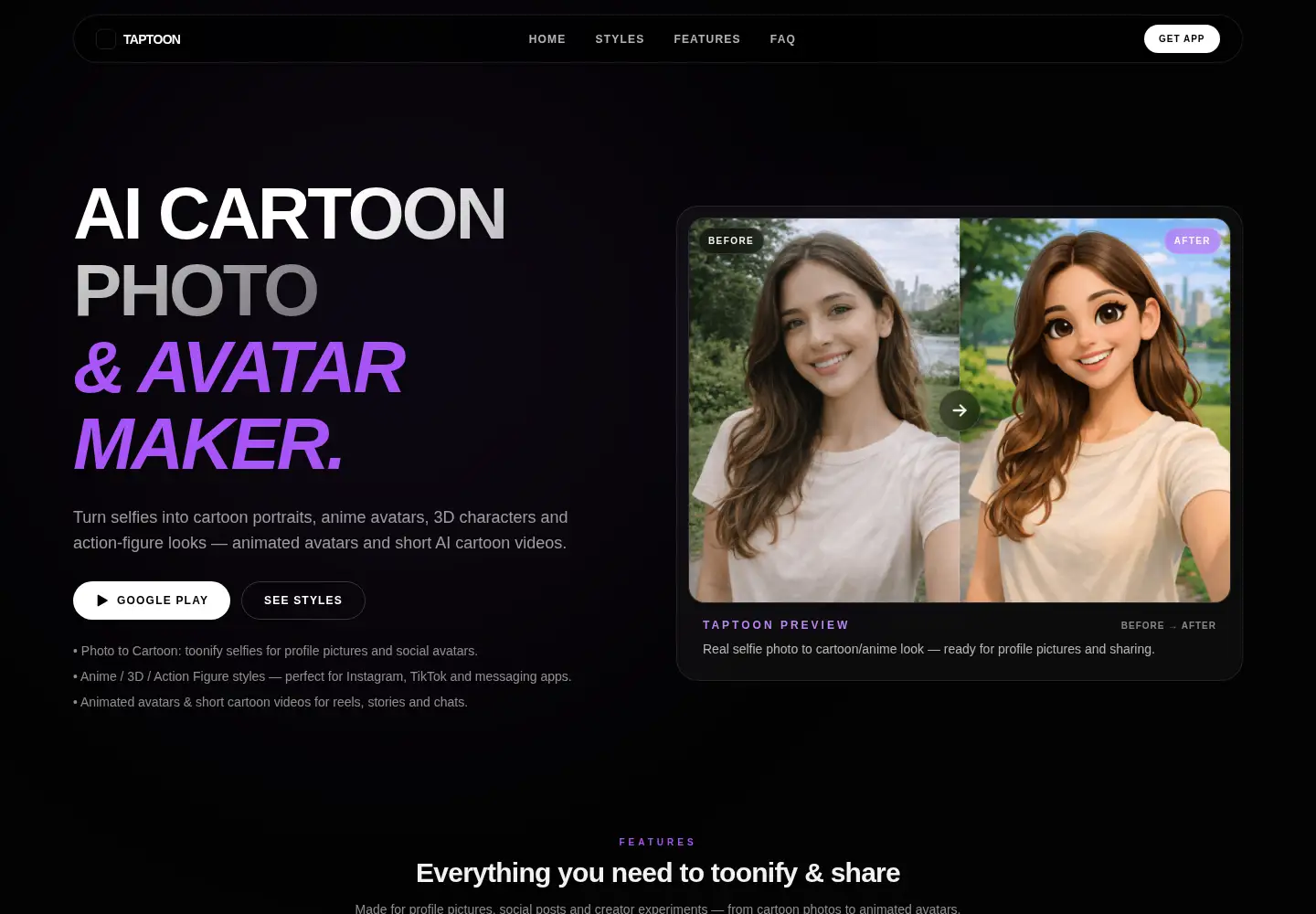 Screenshot of taptoon.app