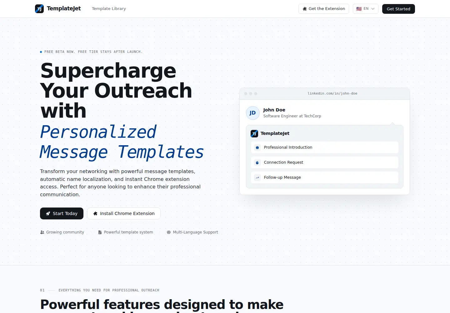 Screenshot of templatejet.app