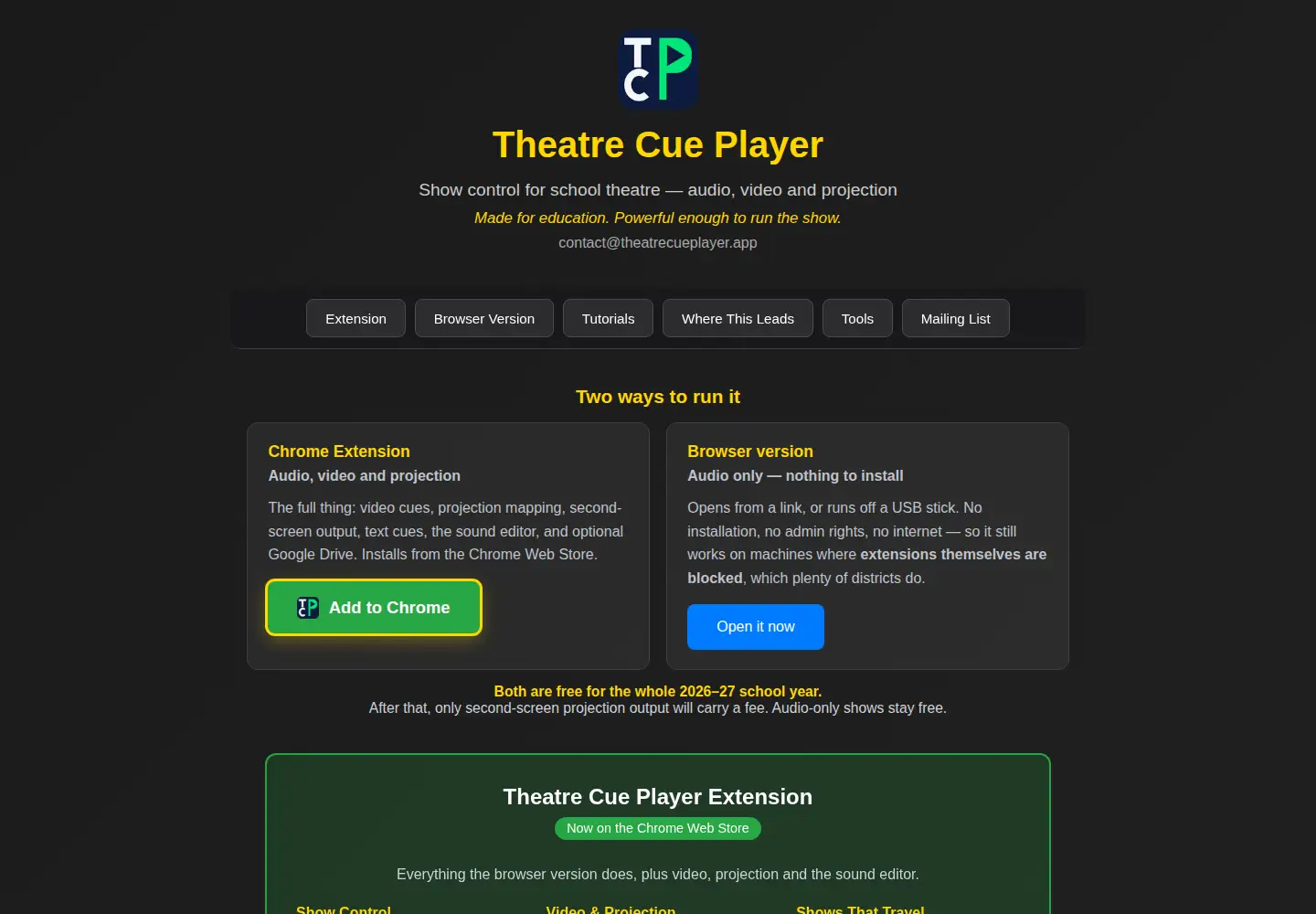 Screenshot of theatrecueplayer.app
