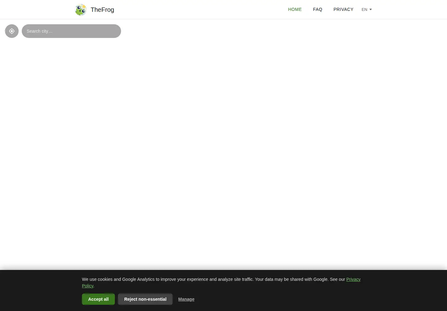 Captured homepage of thefrog.app in the current scan